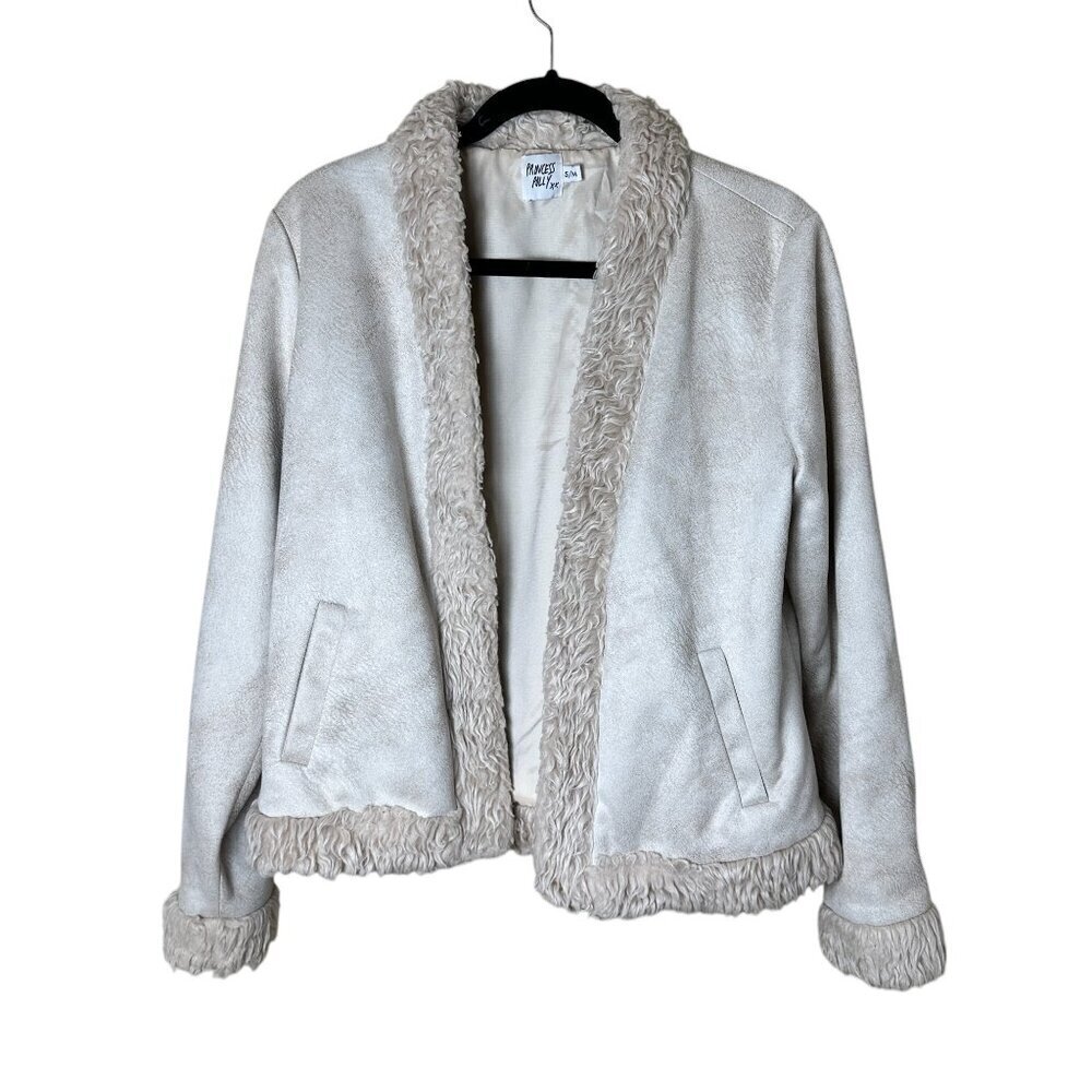 PRINCESS POLLY Faux Suede & Fur Detail Jacket Coat Size S/M